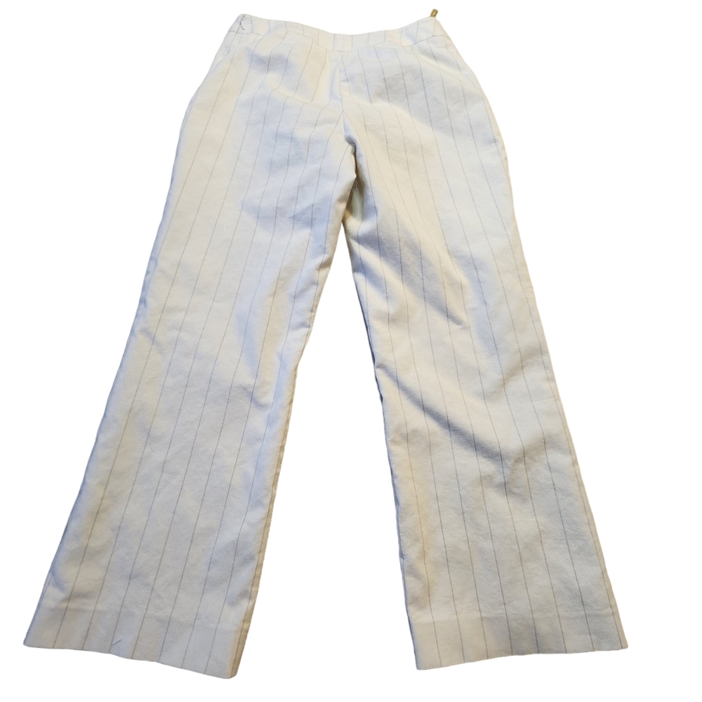 Pendleton Women's White Striped Stretch Lined Corduroy Pants Size 8 I11